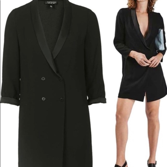 NWT TOPSHOP Long Line Double Breasted Dress /Blazer - Picture 3 of 10
